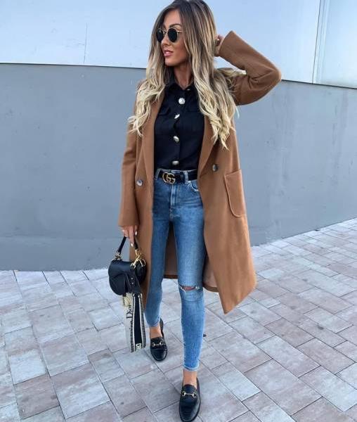 Camel spalvos paltas-trench